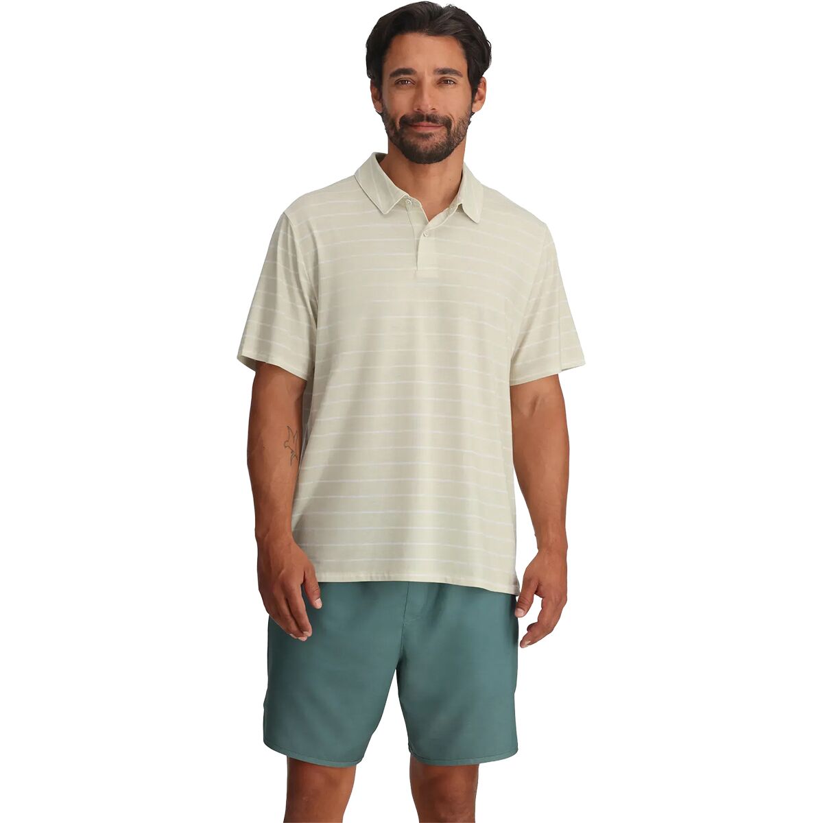 Image of Free Fly Elevate Polo Shirt - Men's Dash Stripe Birch, L