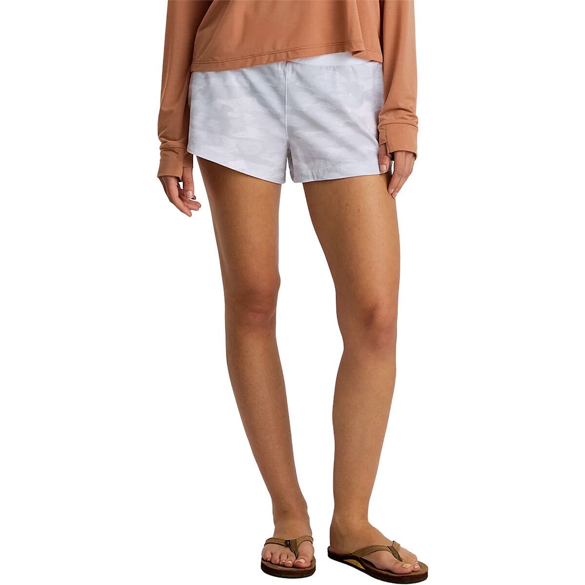 Image of Free Fly Bamboo-Lined Active Breeze 3in Short - Women's Seasmoke Camo - Cloud Grey, XL