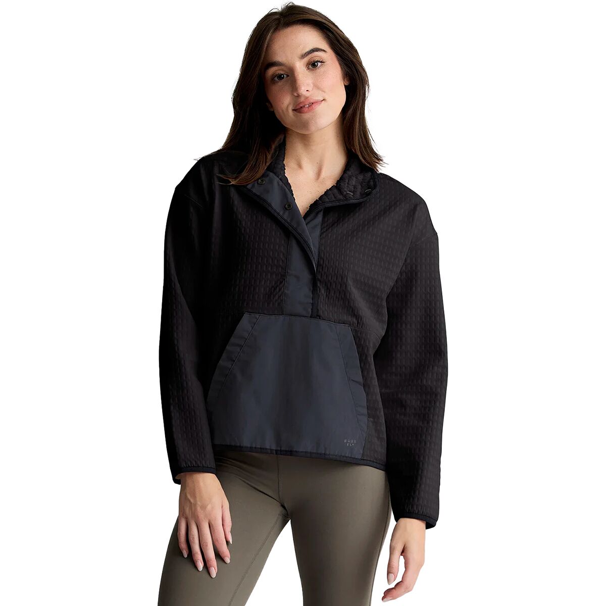 Image of Free Fly Gridback Fleece Snap Pullover - Women's Black, XS