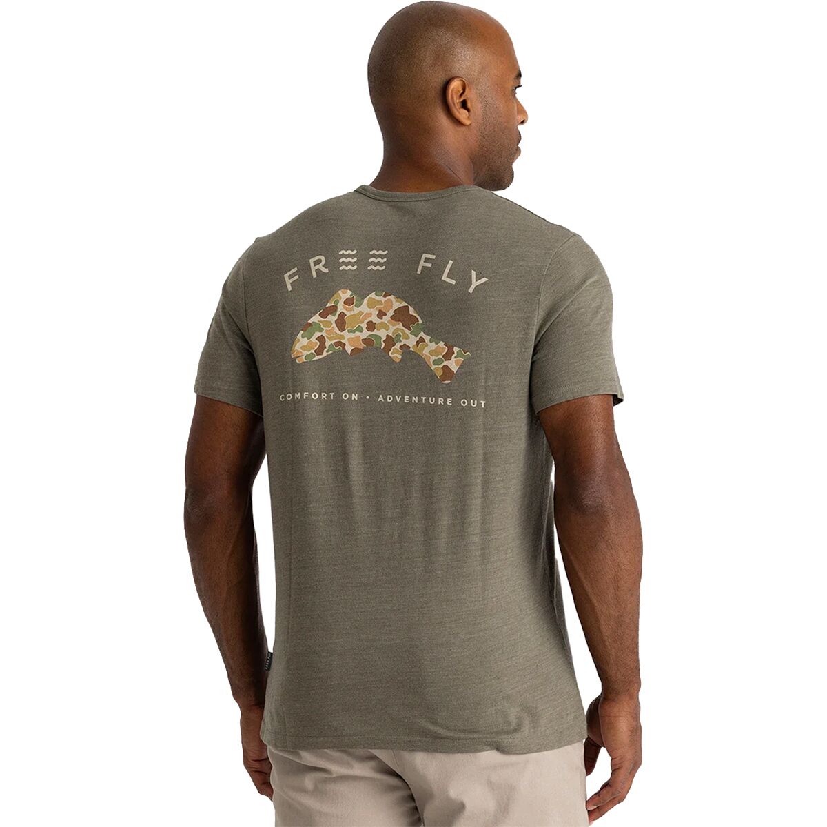 Free Fly Free Fly Vintage Camo Redfish Pocket T-Shirt - Men's Heather Fatigue, M
