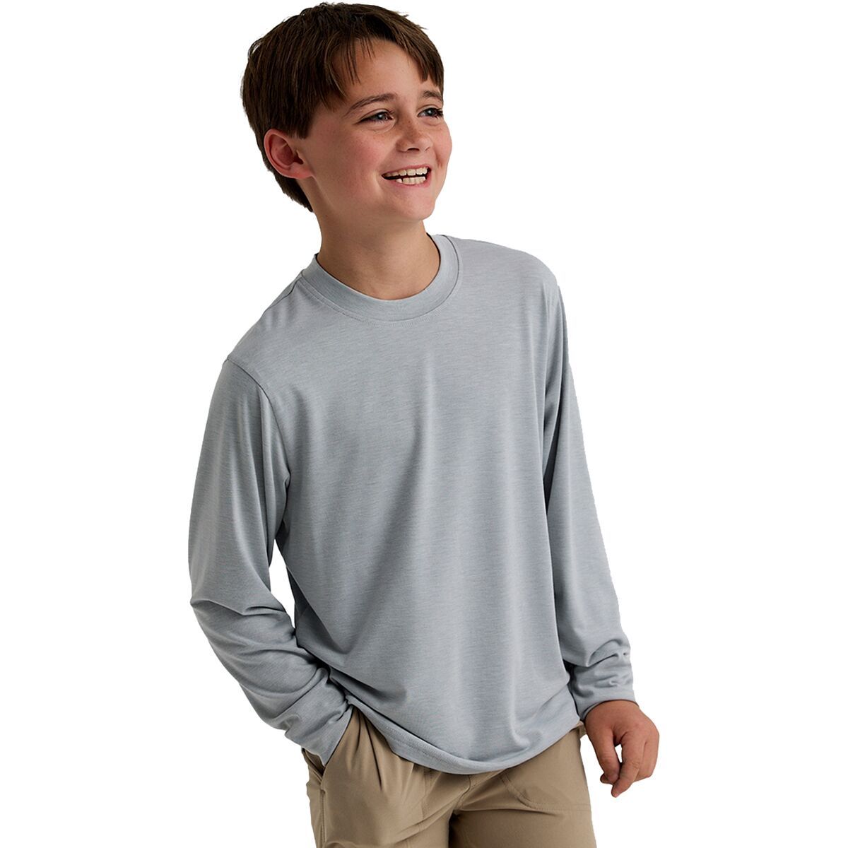 Image of Free Fly Shade Long-Sleeve Top - Boys' Heather Aspen Grey, L