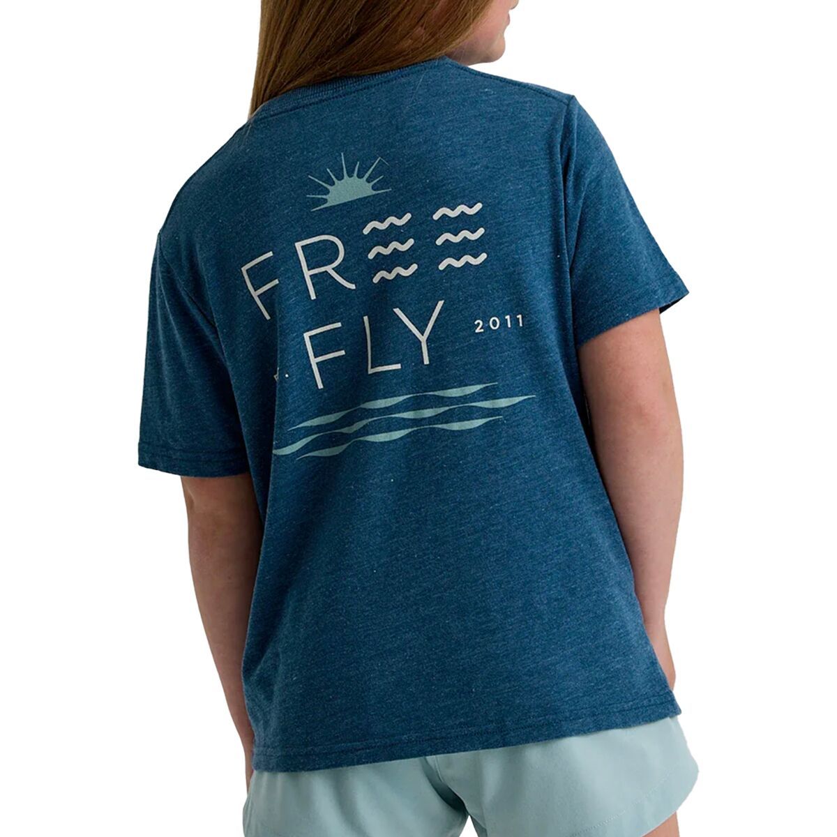 Free Fly Salt and Sun T-Shirt - Boys' Heather Legion Blue, L