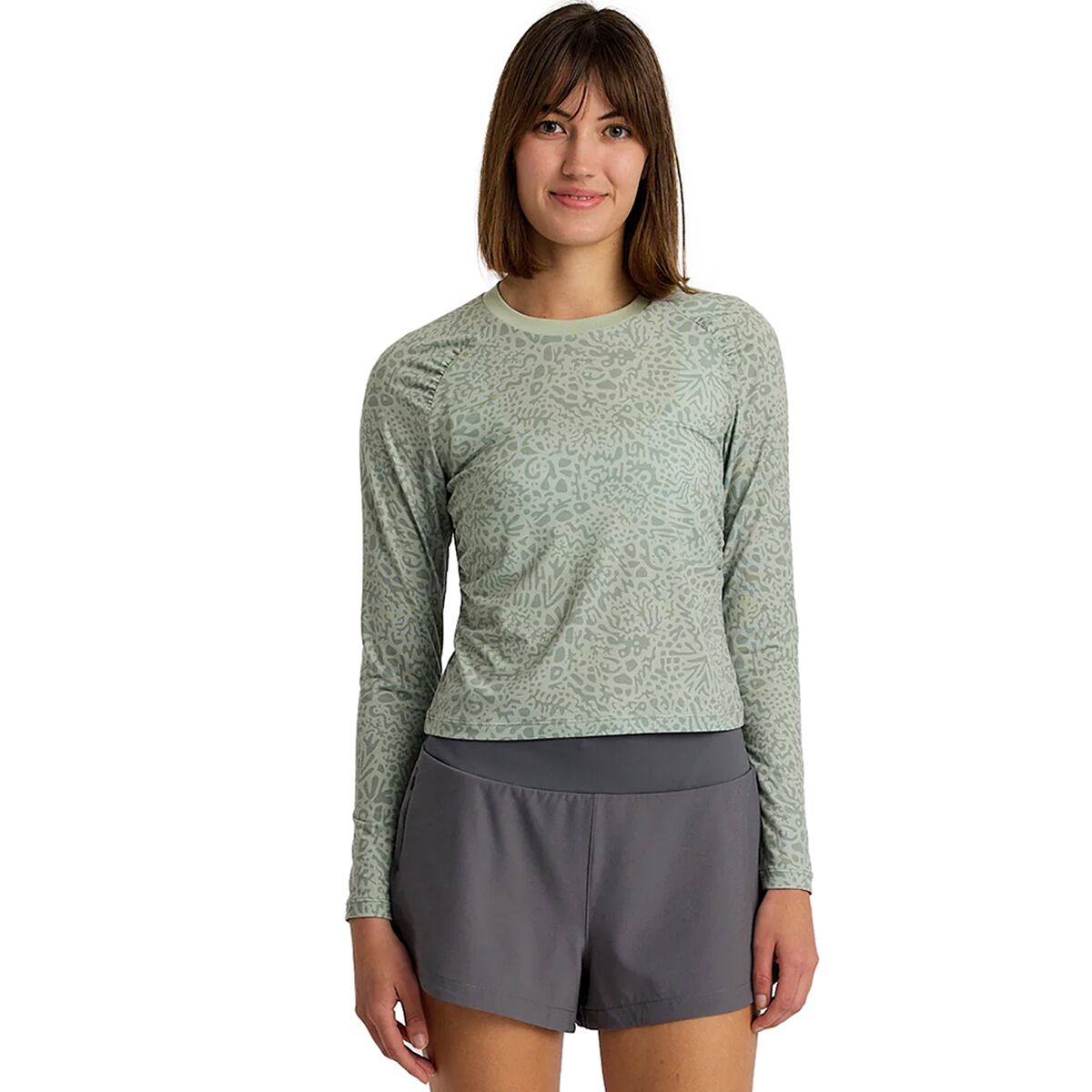 Image of Free Fly Elevate Lightweight Fitted Long-Sleeve Shirt - Women's Drifter Print - Desert Sage, XL