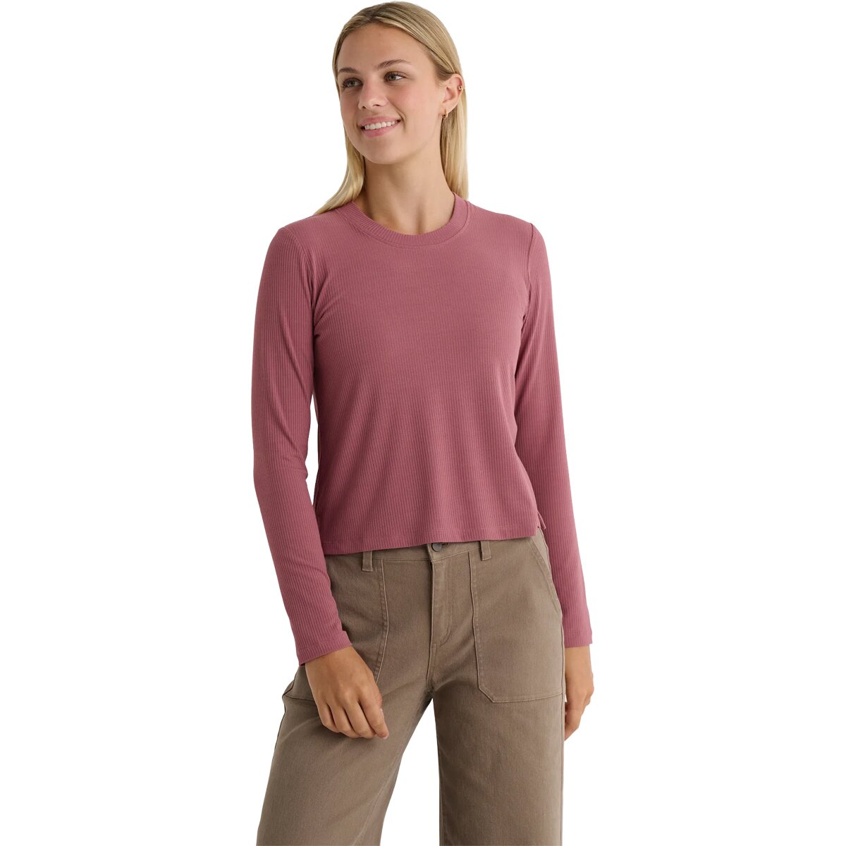 Image of Free Fly Ribbed Long-Sleeve Shirt - Women's Plum, XL