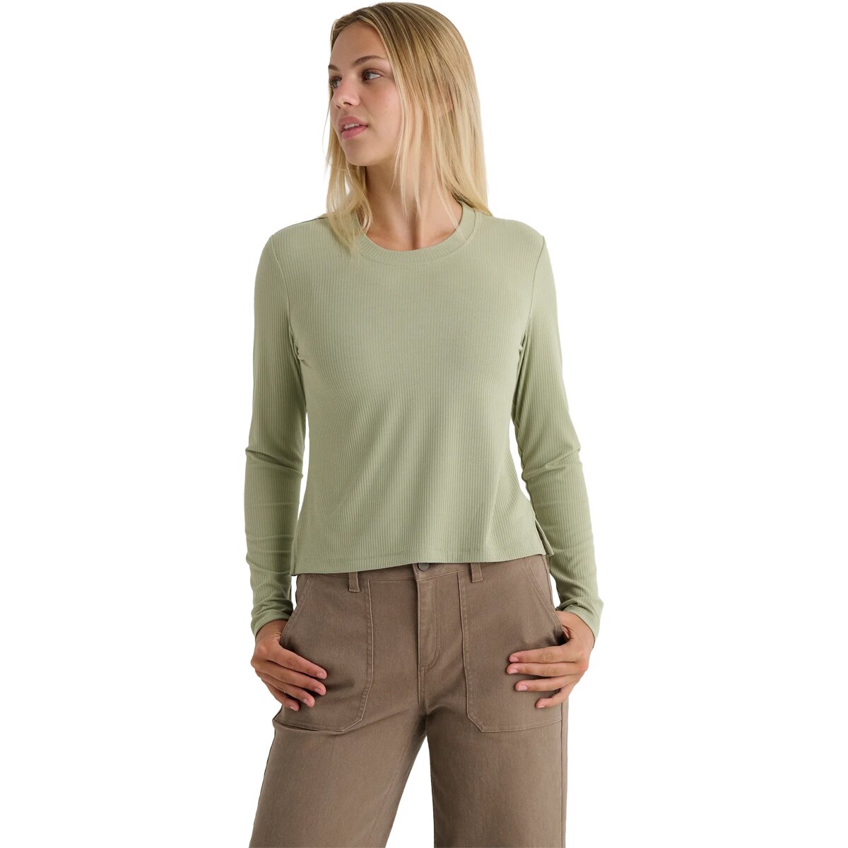 Image of Free Fly Ribbed Long-Sleeve Shirt - Women's Tea, M