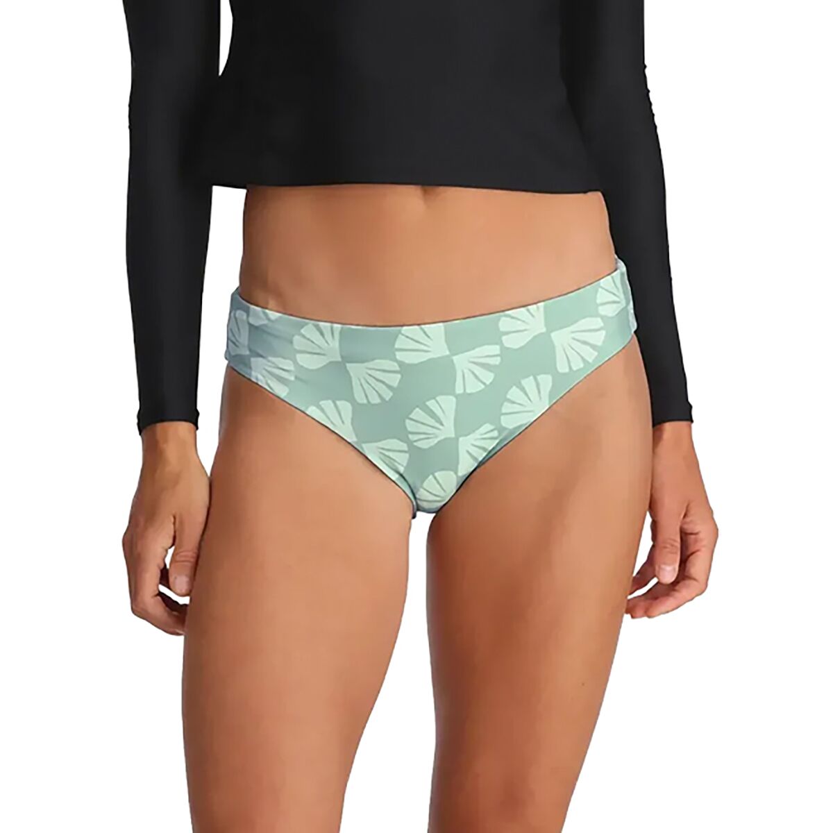 Image of Free Fly Wavebound Bikini Bottom - Women's Sea Scallop Print Ocean Mist, XS