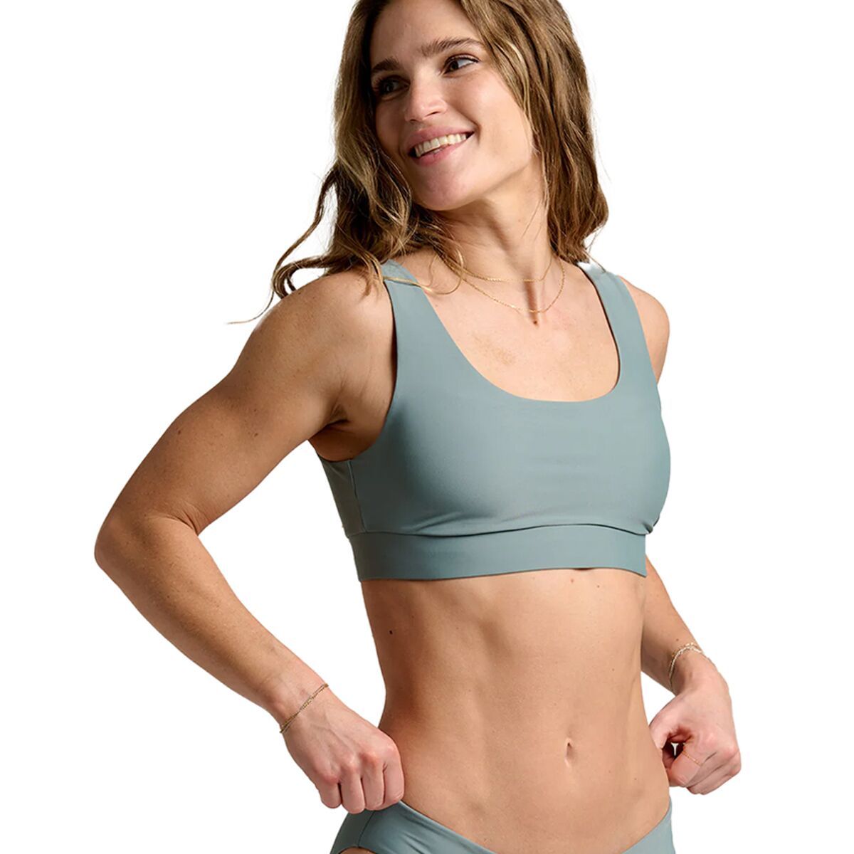 Image of Free Fly Wavebound Scoop Bikini Top - Women's Stormy Sea, XS