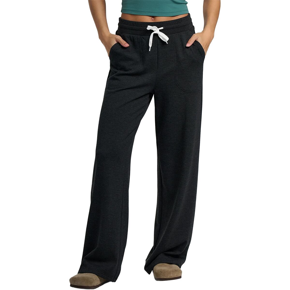 Image of Free Fly Lightweight Fleece Wide Leg Pant - Women's Heather Black, M
