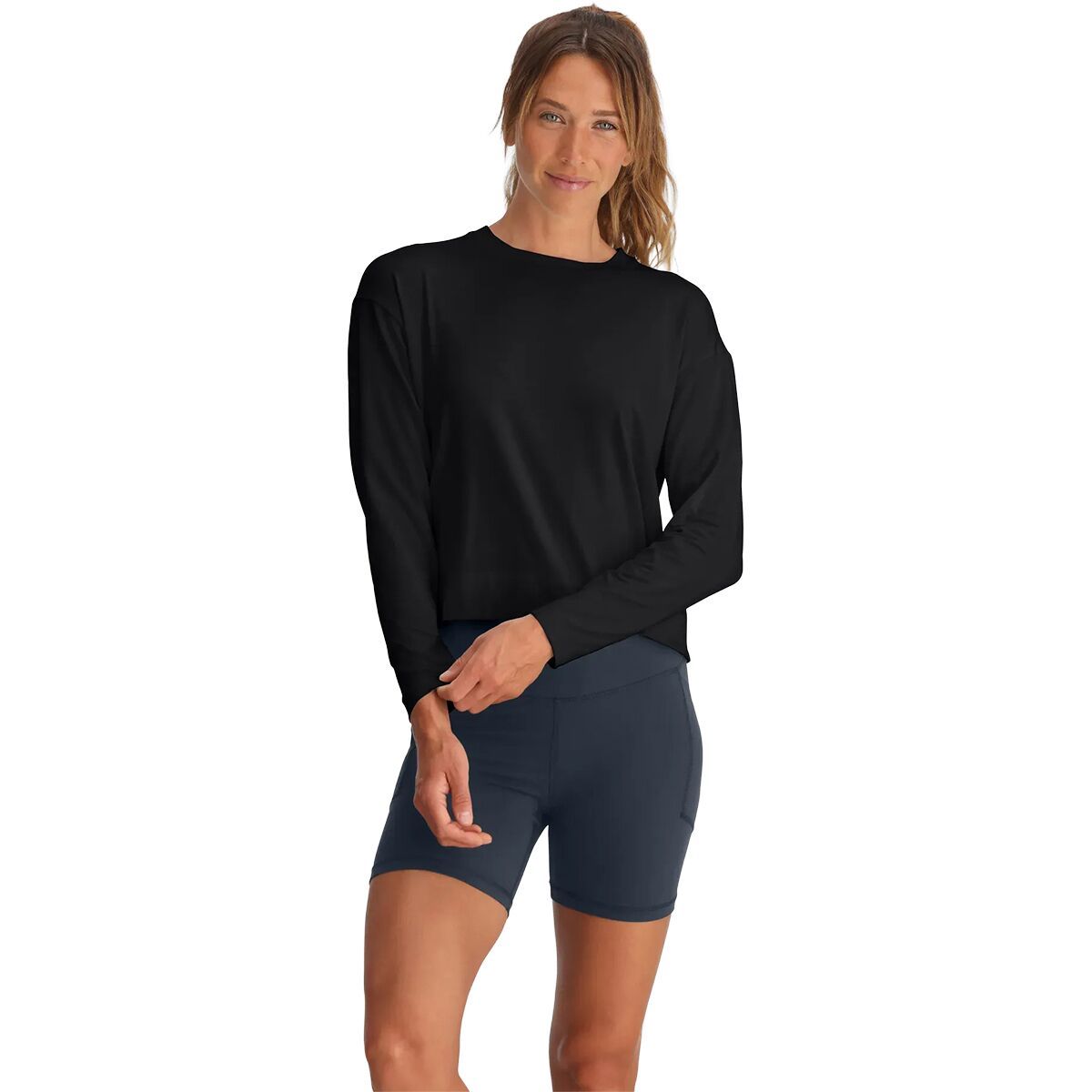Image of Free Fly Bamboo Shade Crossover Long-Sleeve Top - Women's Black, XL