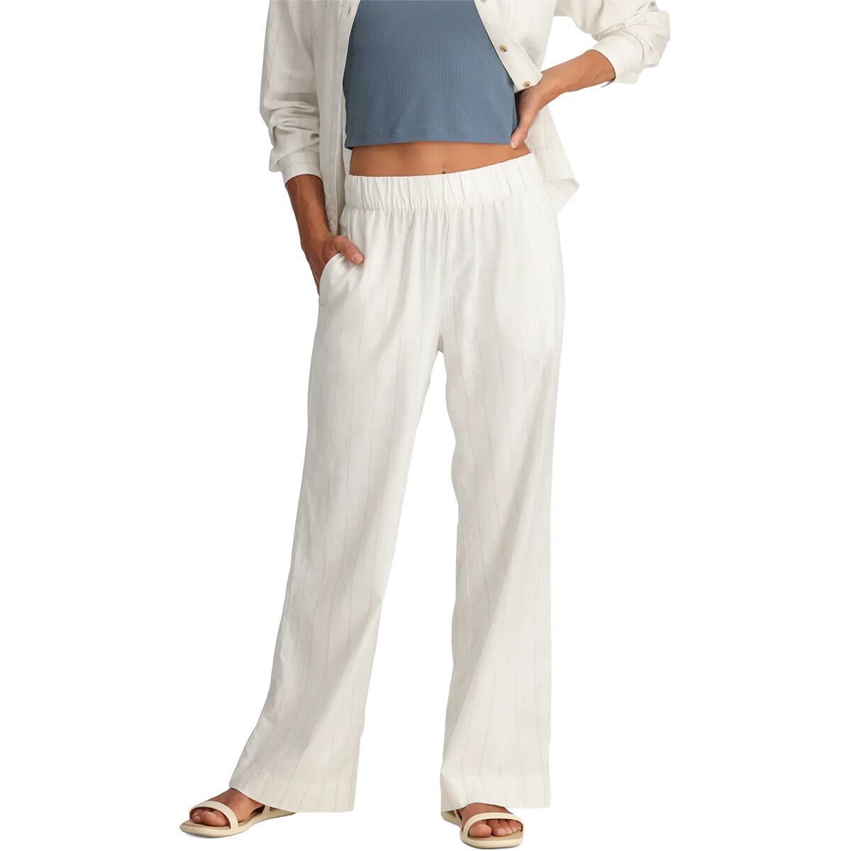 Image of Free Fly Sullivan's Pant - Women's Dash Vertical Stripe Sea Salt, L
