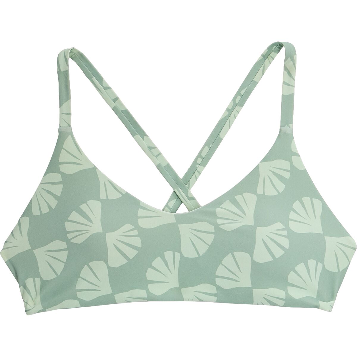 Image of Free Fly Wavebound Cross-tie Bikini Top - Women's Sea Scallop Print Ocean Mist, S