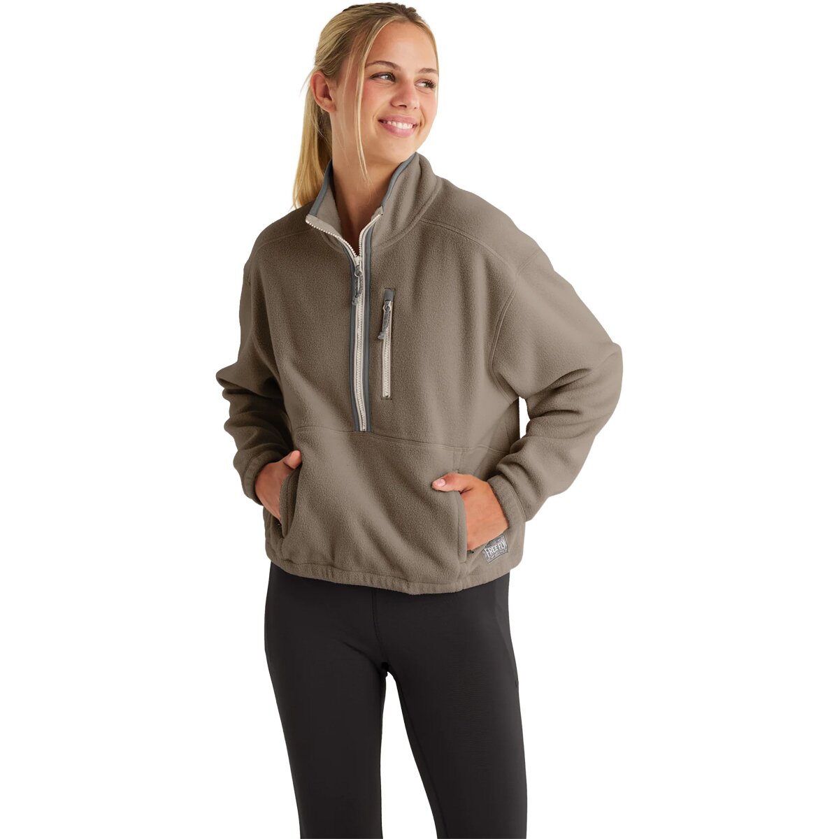 Image of Free Fly Ashridge 1/2-Zip Fleece Pullover - Women's Fossil, M