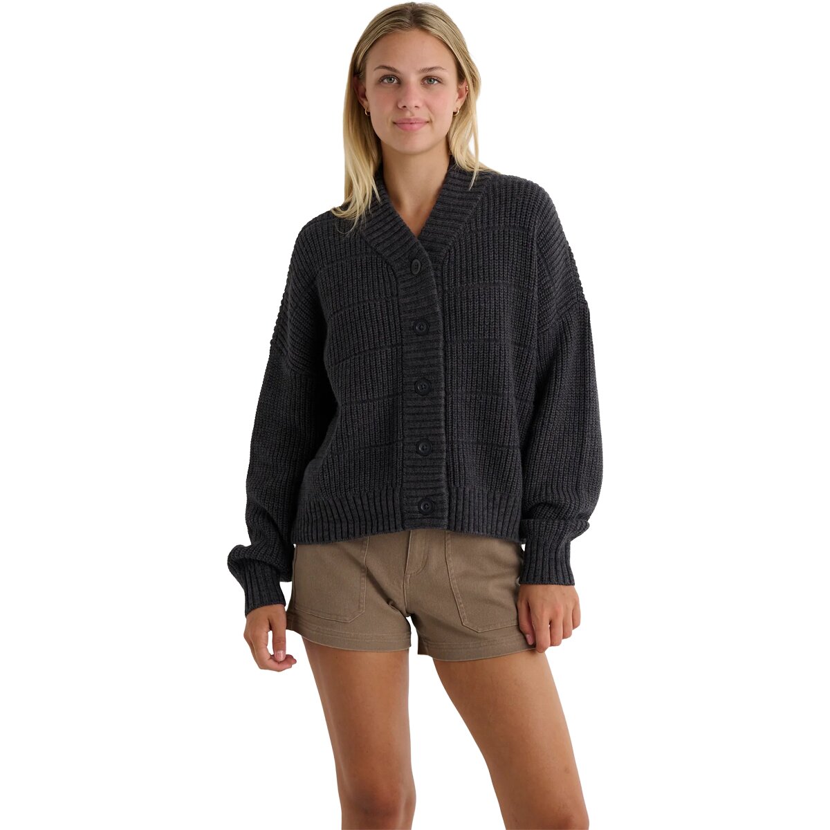 Image of Free Fly Coastloom Cardigan Sweater - Women's Heather Anthracite, XS