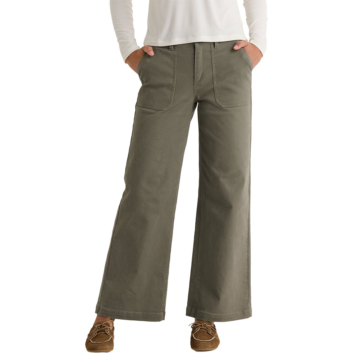 Image of Free Fly Folly Twill Wide Leg Pant - Women's Smokey Olive, 0