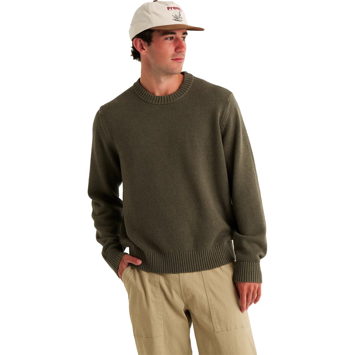 Image of Free Fly Coastloom Crew Sweater - Men's Smokey Olive, L