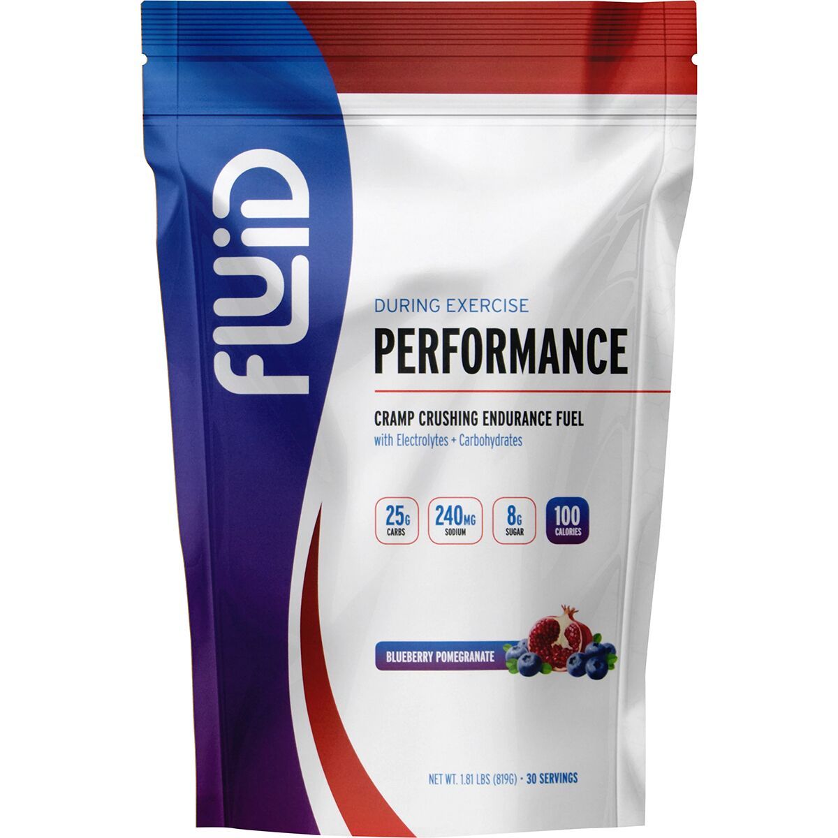 Image of Fluid Performance Endurance Fuel - 30 Serving Bag Blueberry Pomegranate, 30 Servings