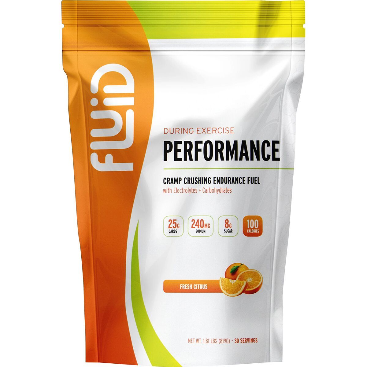 Image of Fluid Performance Endurance Fuel - 30 Serving Bag Fresh Citrus, 30 Servings