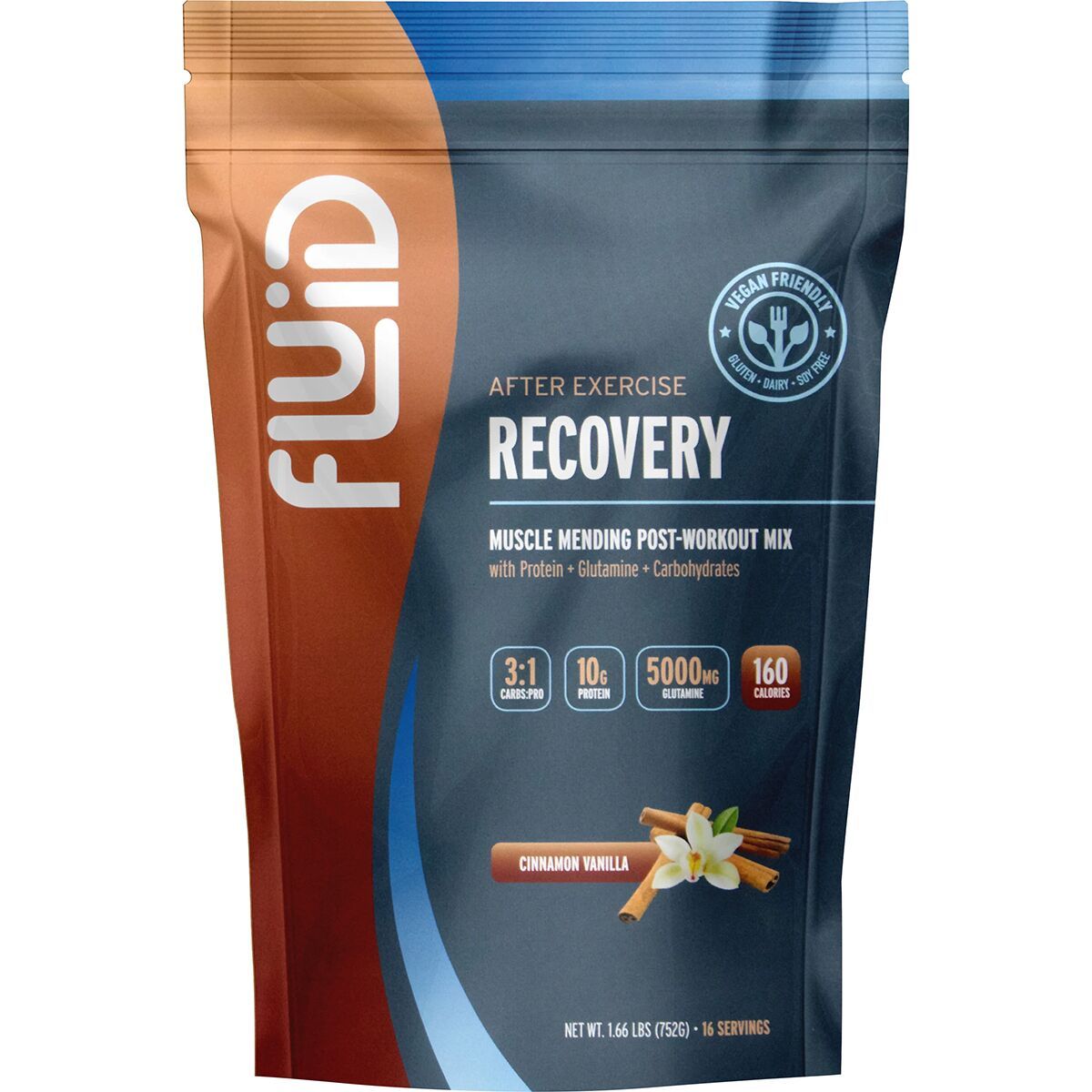 Image of Fluid Recovery Post-Workout Mix Vegan Cinnamon Vanilla (Dairy Free), 16 Servings