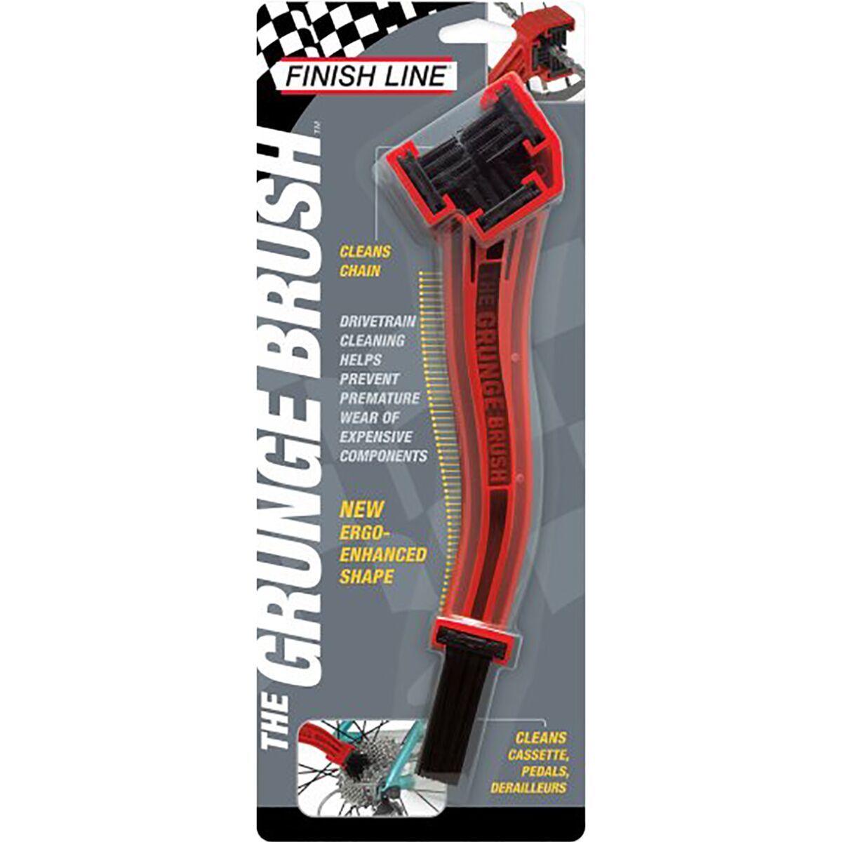Image of Finish Line Grunge Brush Chain + Gear Cleaning Tool Red, One Size