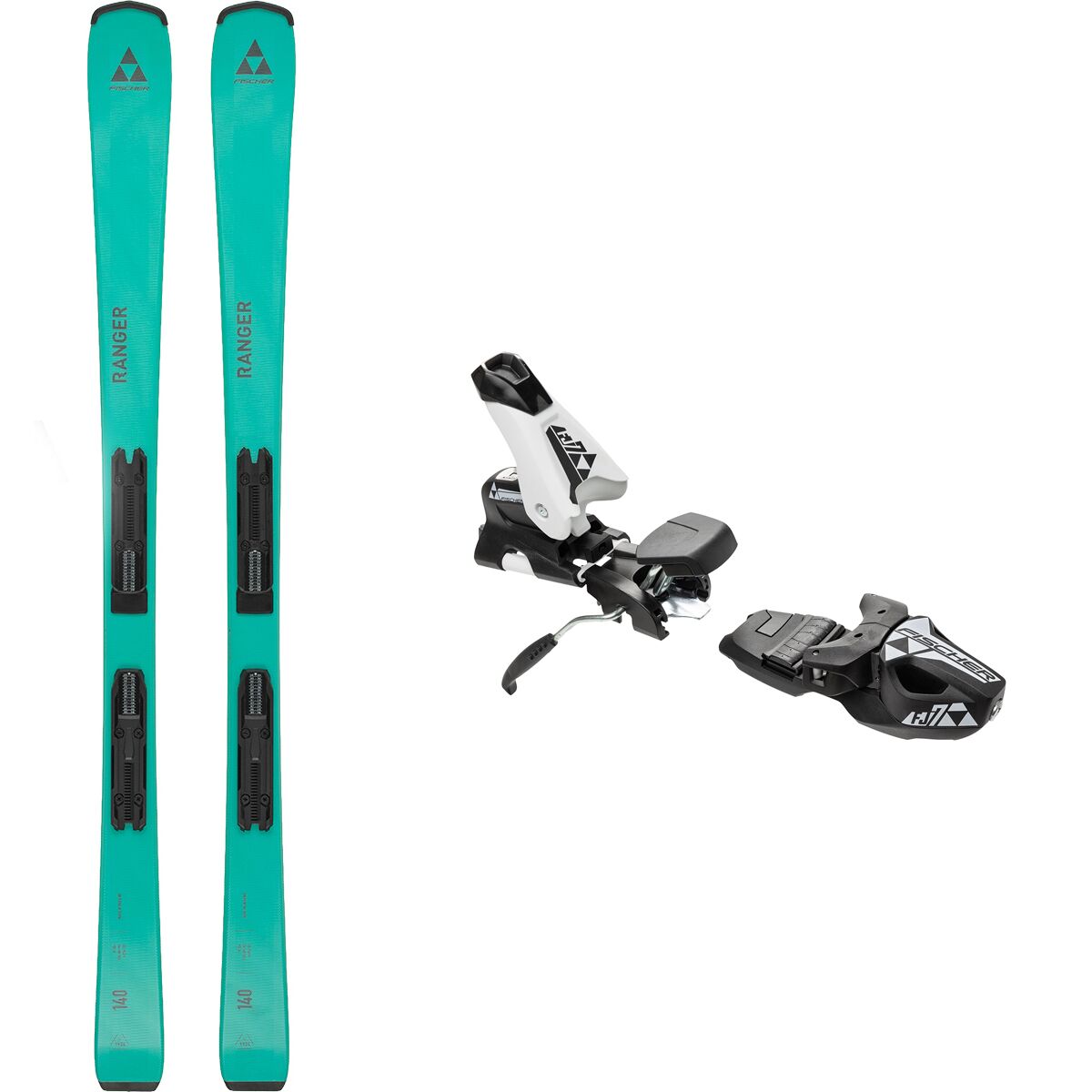 Image of Fischer Ranger Jr Ski w/ Fj7 slr GW Binding - 2024 - Girls' One Color/Black/White, 110cm, 74mm