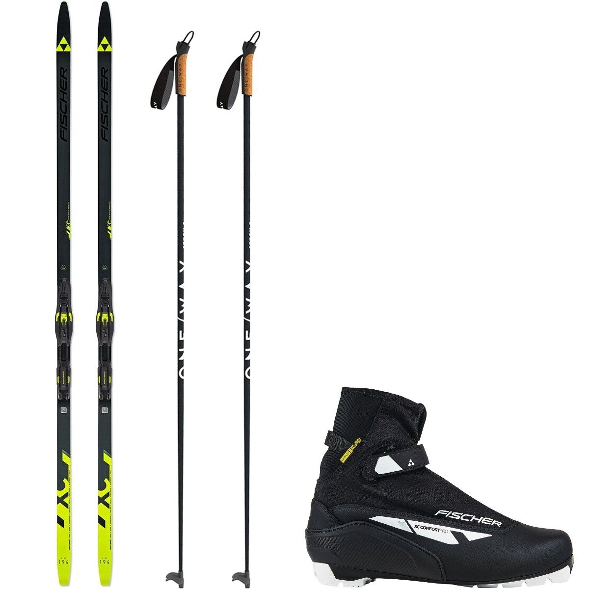 Fischer Fischer Twin Skin Superlite CL Ski Package w/ Poles - Men's Medium/Black/One Color, 204cm/41.0/140cm - $598.00 at Backcountry.com
