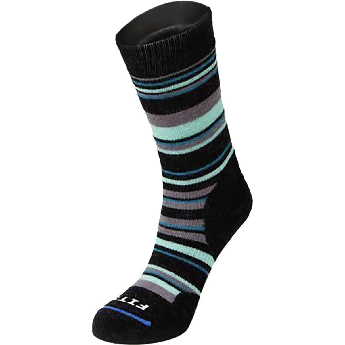 Image of FITS Medium Striped Hiker Crew Sock Charcoal, L