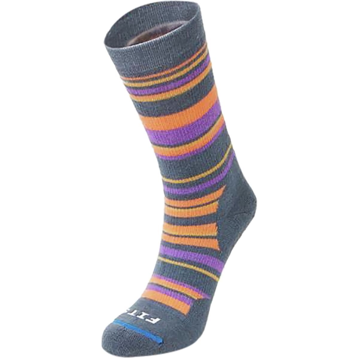 Image of FITS Medium Striped Hiker Crew Sock Stormy Weather/Cadmium Orange, S