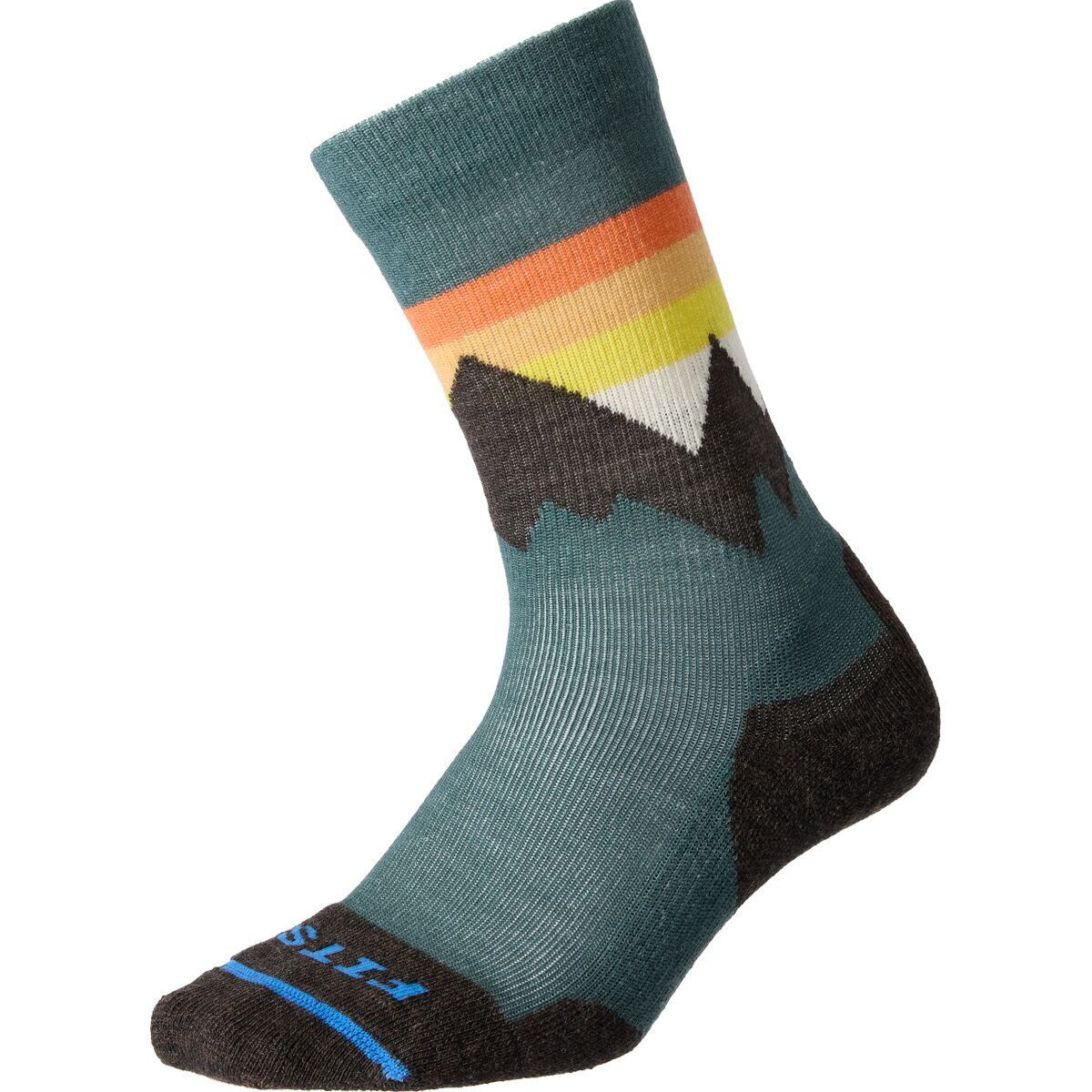 Image of FITS Light Hiker Mountain Top Crew Socks Dark Forest, S