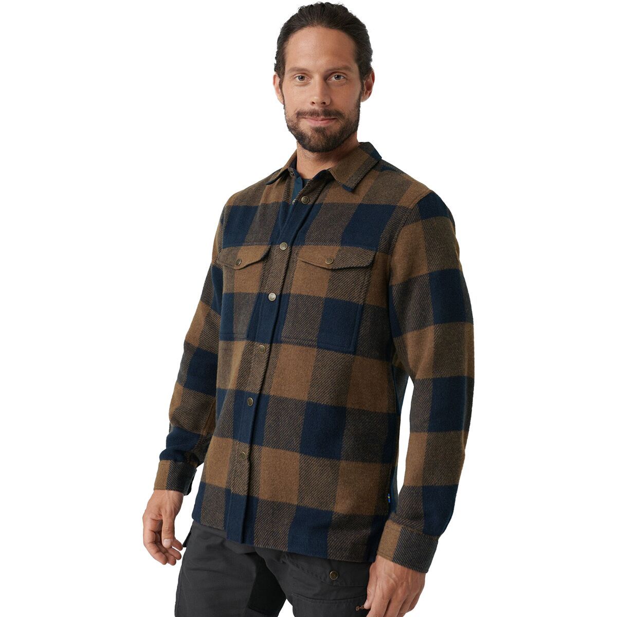 Image of Fjallraven Canada Shirt Jacket - Men's Chestnut/Dark Navy, M