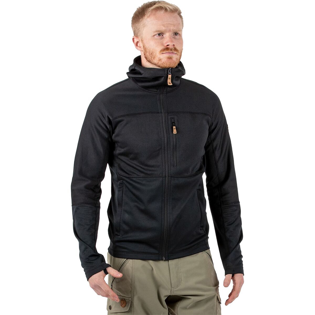 Image of Fjallraven Abisko Trail Hooded Fleece Jacket - Men's Black, M