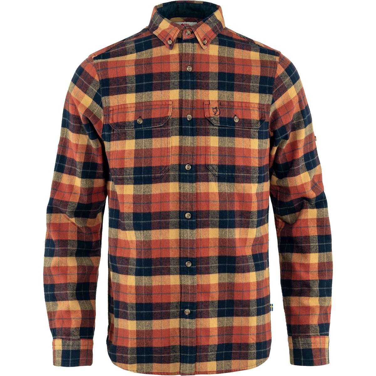 Image of Fjallraven Singi Heavy Regular Fit Flannel Shirt - Men's Autumn Leaf/Dark Navy, L