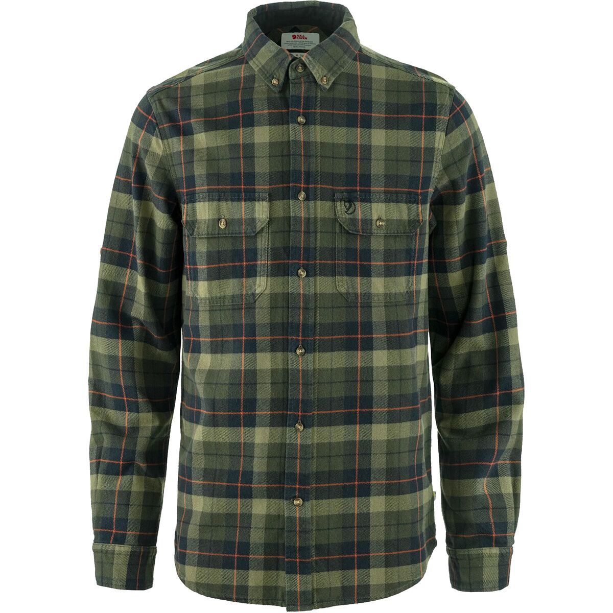 Image of Fjallraven Singi Heavy Regular Fit Flannel Shirt - Men's Black/Deep Forest, M