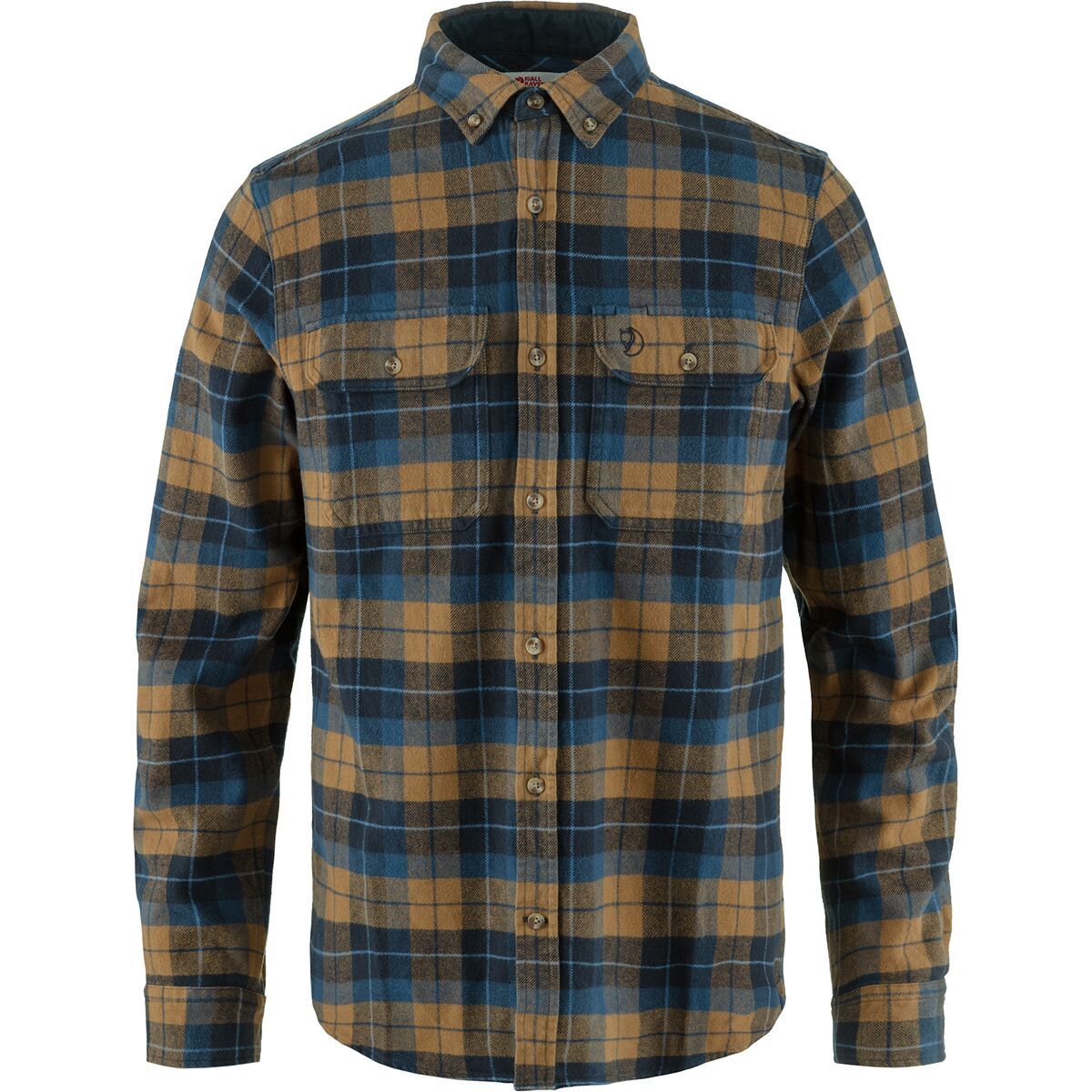 Image of Fjallraven Singi Heavy Regular Fit Flannel Shirt - Men's Dark Navy/Buckwheat Brown, S