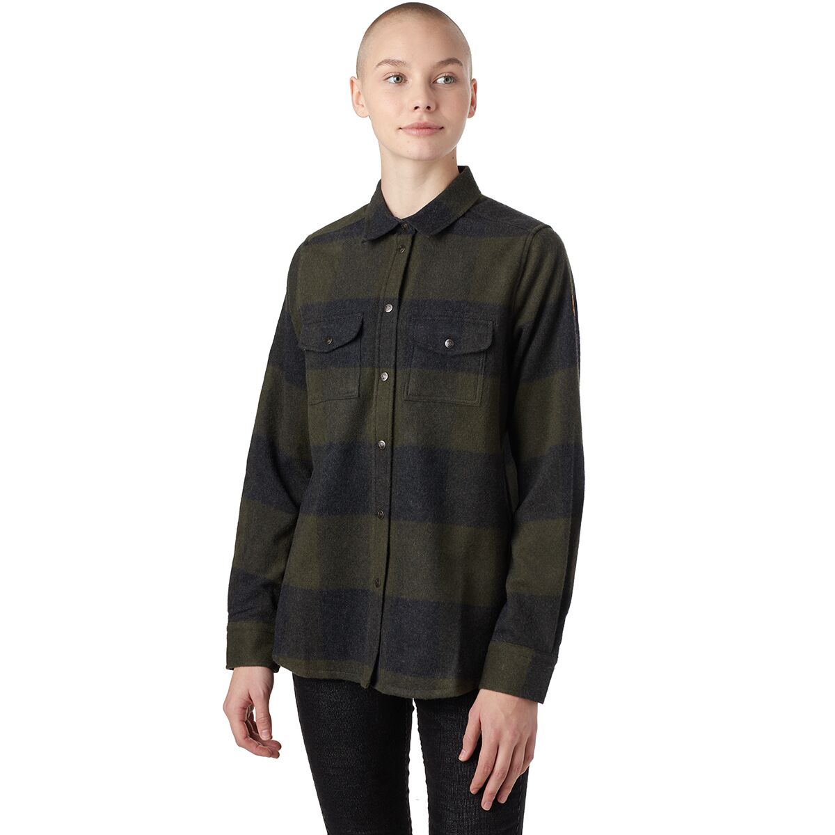 Image of Fjallraven Canada Long-Sleeve Shirt - Women's Deep Forest/Dark Grey, M