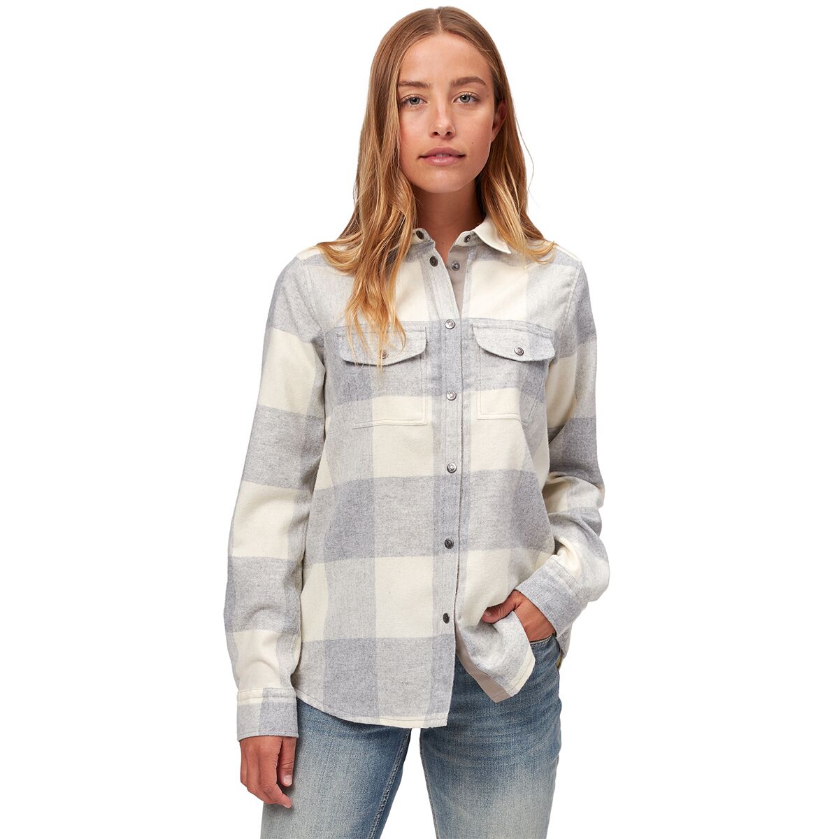 Image of Fjallraven Canada Long-Sleeve Shirt - Women's Fog/Chalk White, S