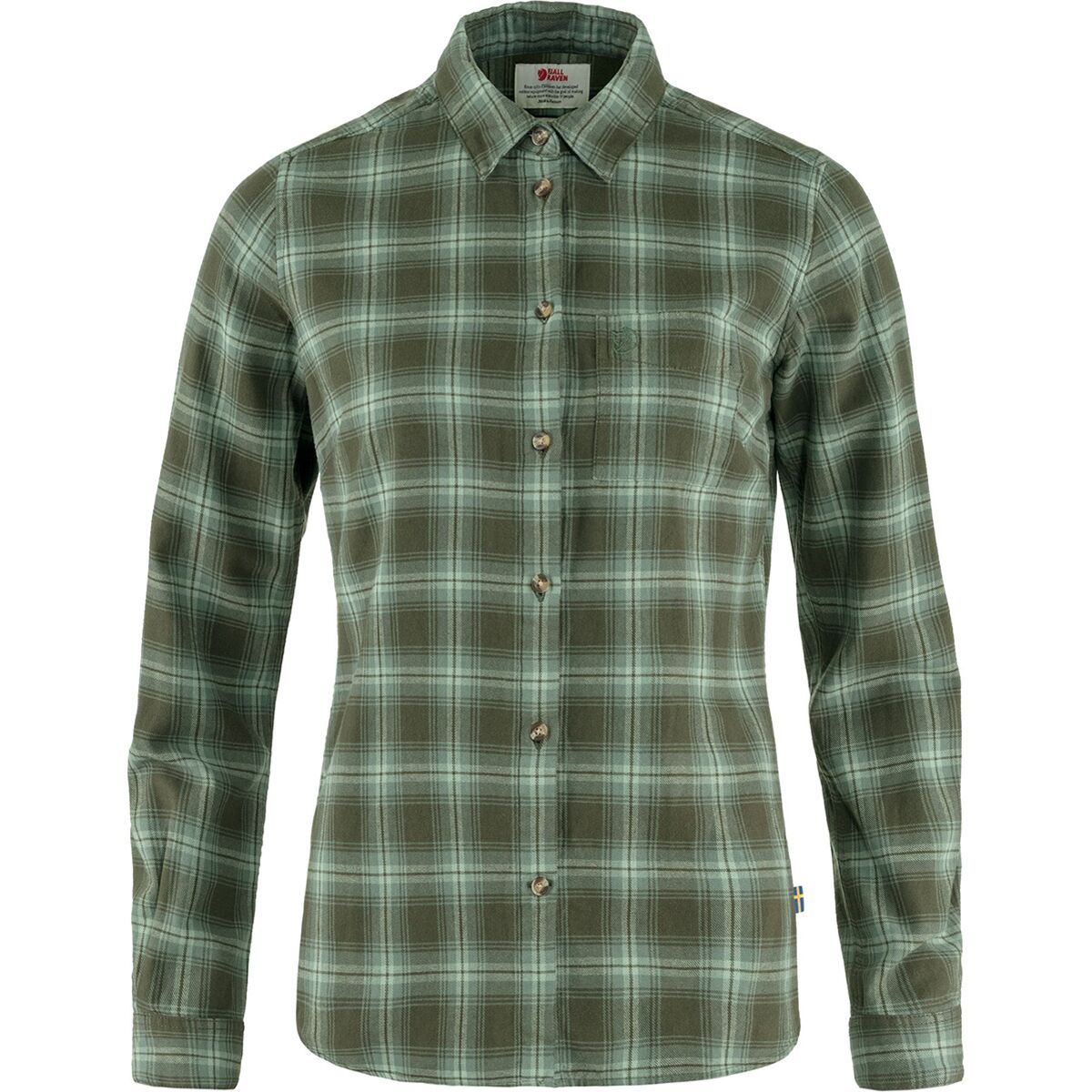 Fjallraven Ovik Flannel Long-Sleeve Shirt - Women's Deep Forest/Patina Green, L