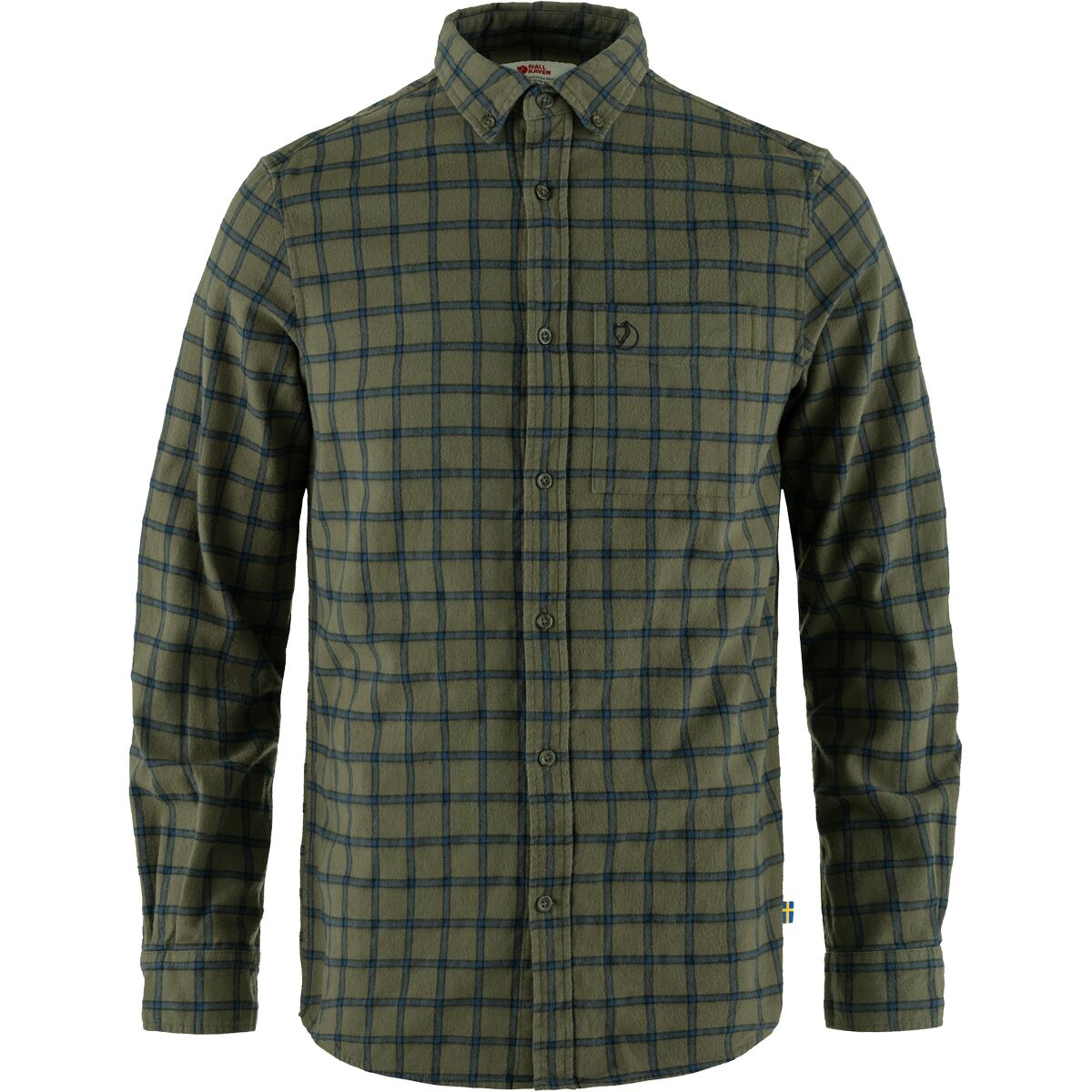 Image of Fjallraven Ovik Flannel Shirt - Men's Laurel Green/Indigo Blue, S