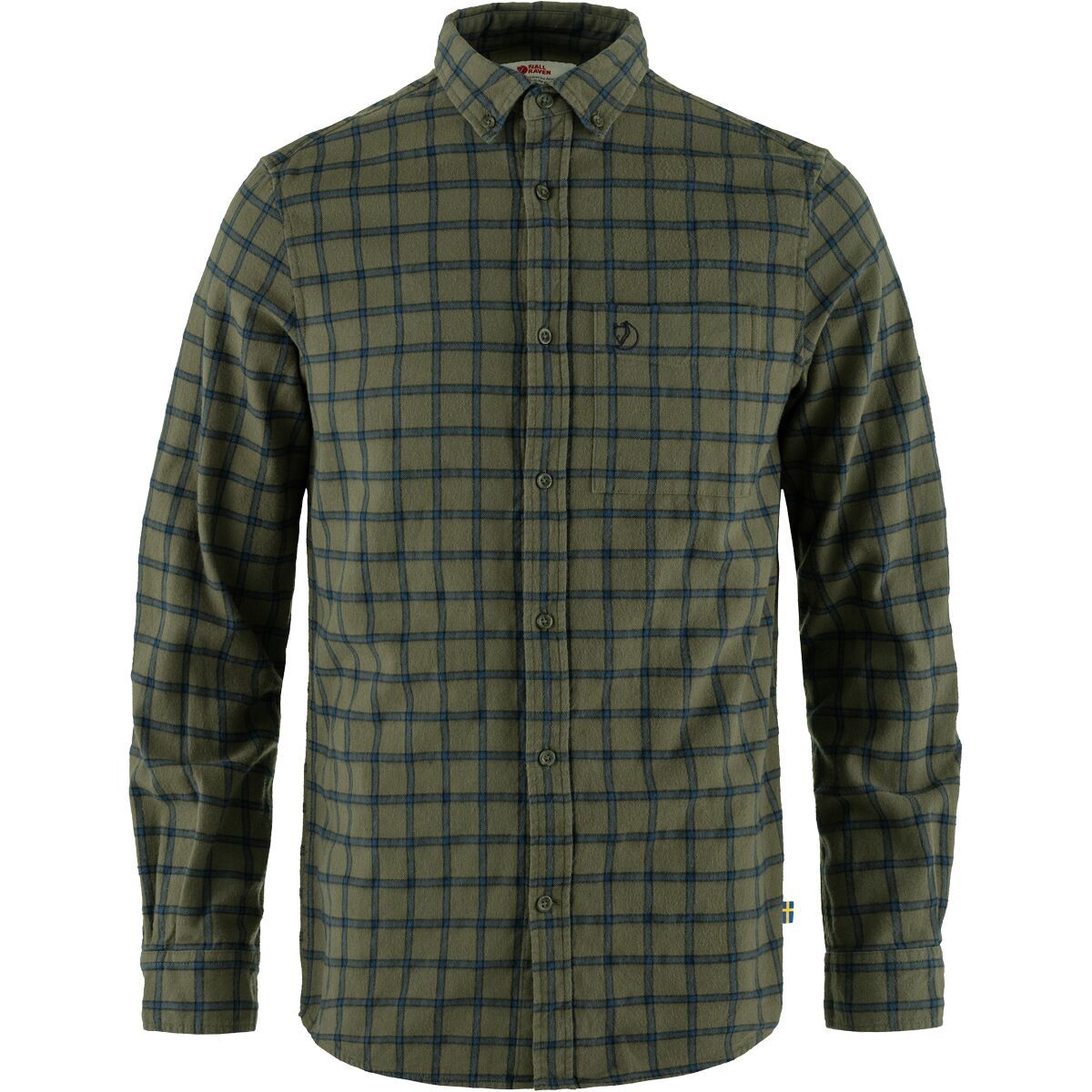 Image of Fjallraven Ovik Flannel Shirt - Men's Laurel Green/Indigo Blue, L