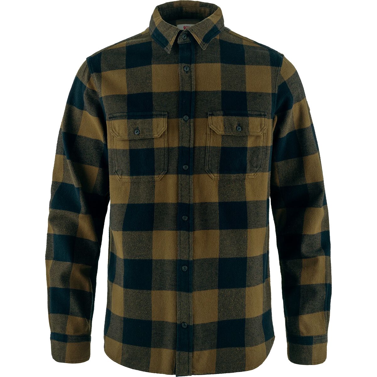 Image of Fjallraven Ovik Heavy Flannel Shirt - Men's Wood Brown/Dark Navy, M