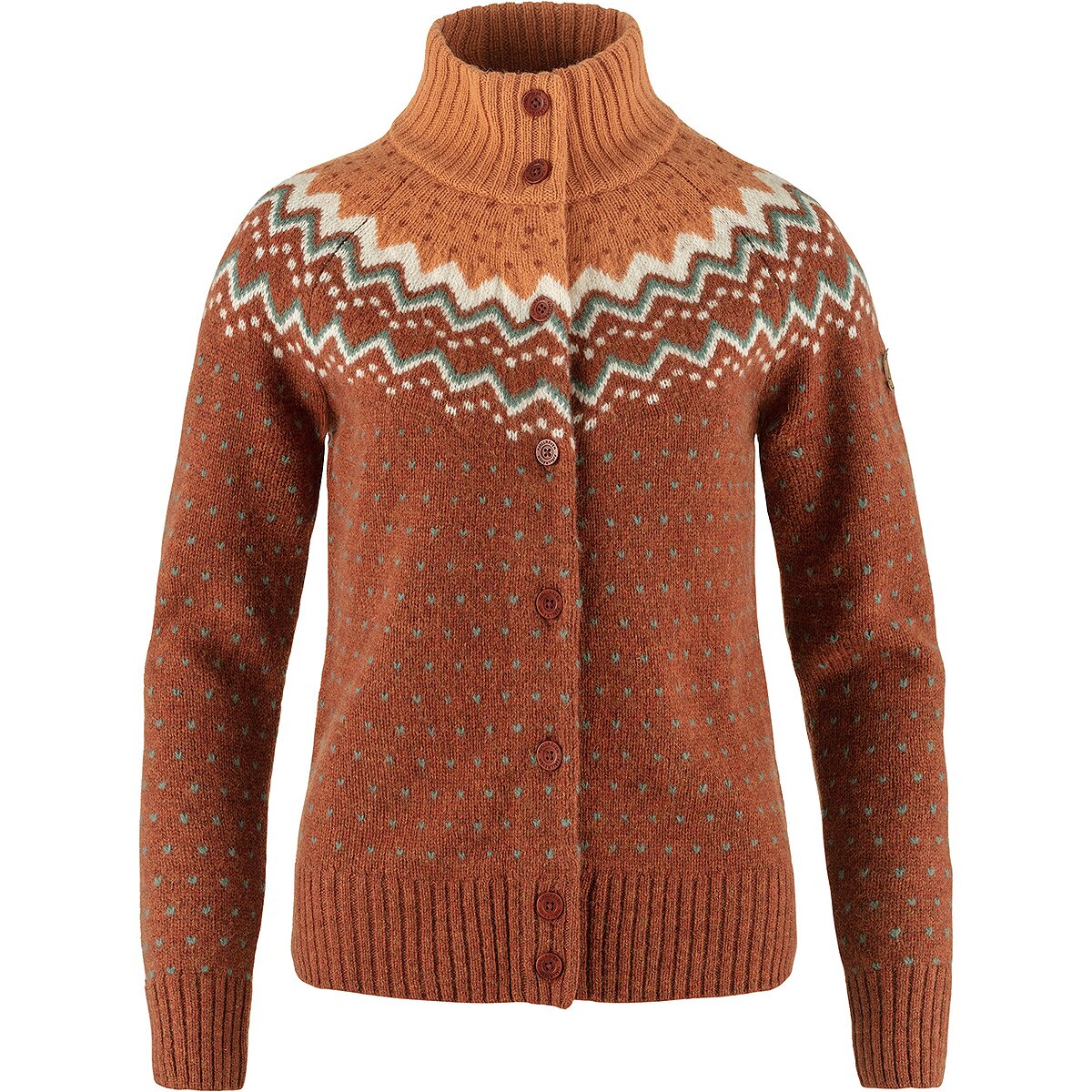Image of Fjallraven Ovik Knit Cardigan - Women's Autumn Leaf/Desert Brown, M