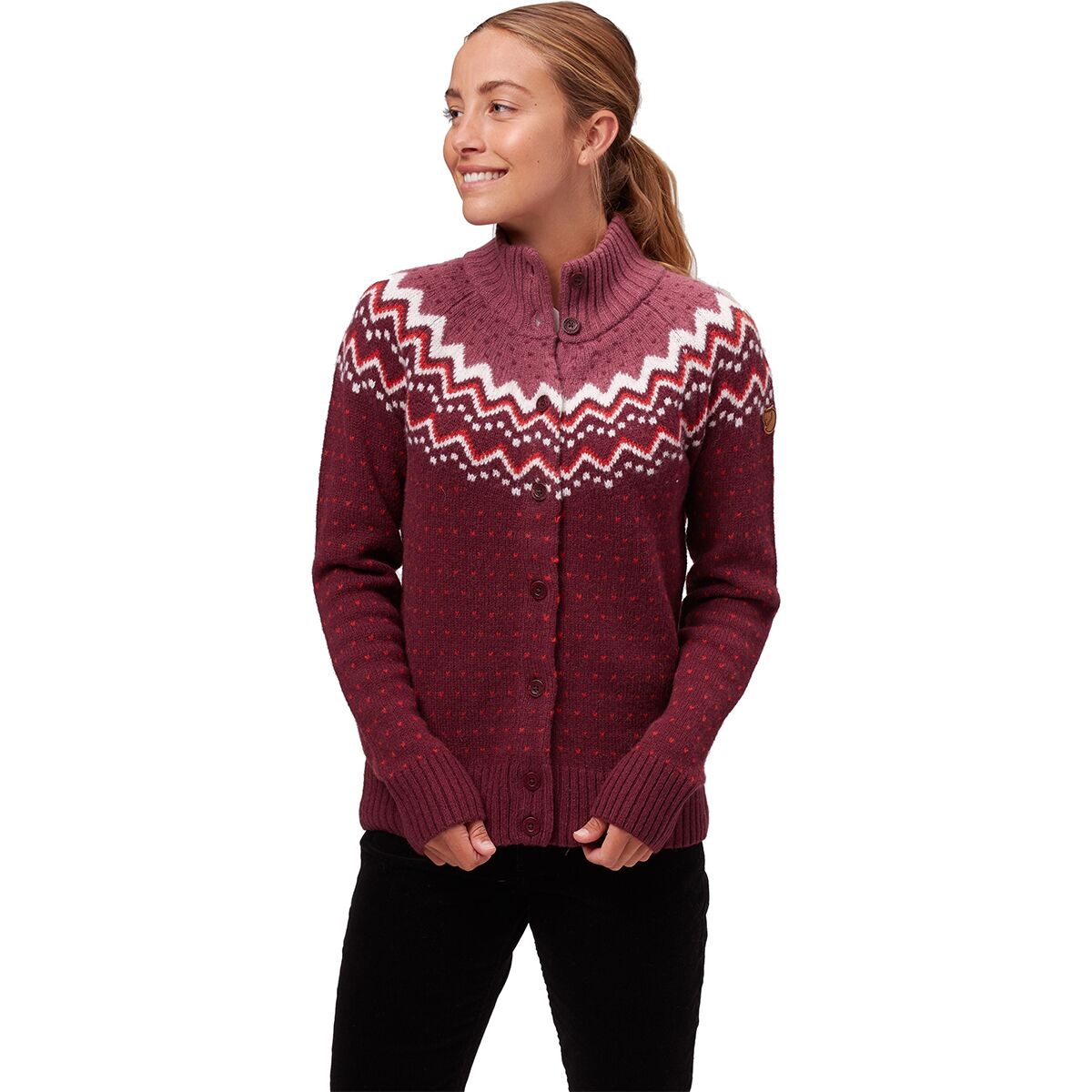 Image of Fjallraven Ovik Knit Cardigan - Women's Dark Garnet, XS