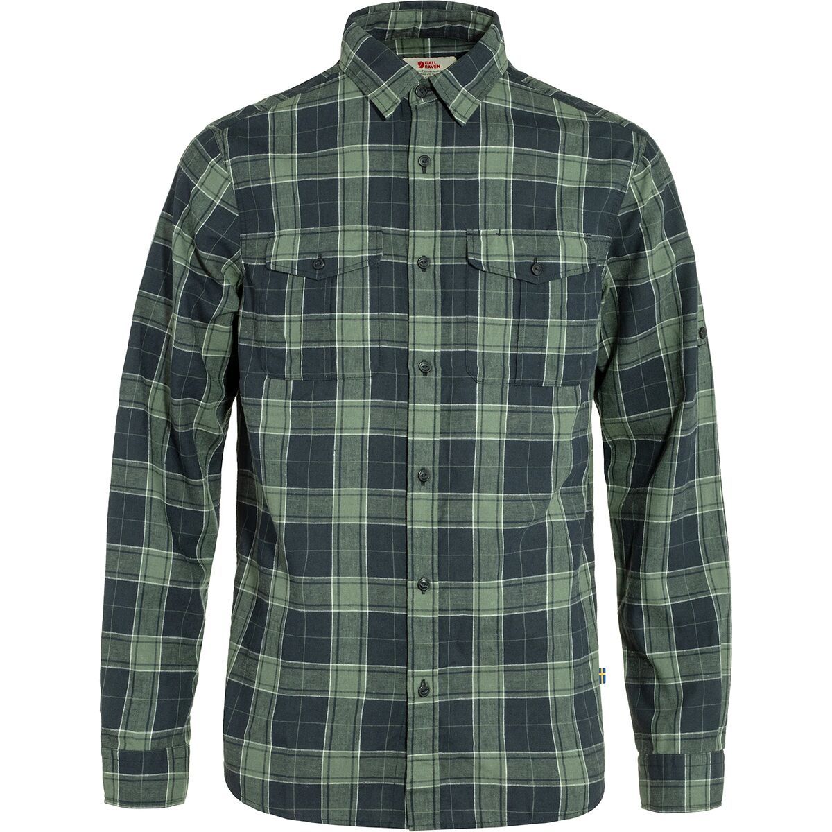 Image of Fjallraven Ovik Travel Long-Sleeve Shirt - Men's Dark Navy/Patina Green, XL