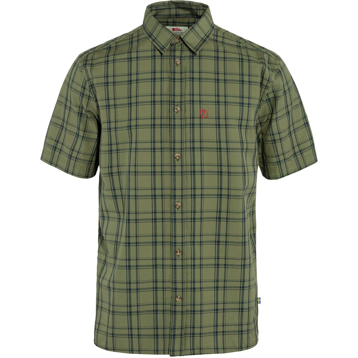 Image of Fjallraven Ovik Lite Short-Sleeve Shirt - Men's Green/Dark Navy, M