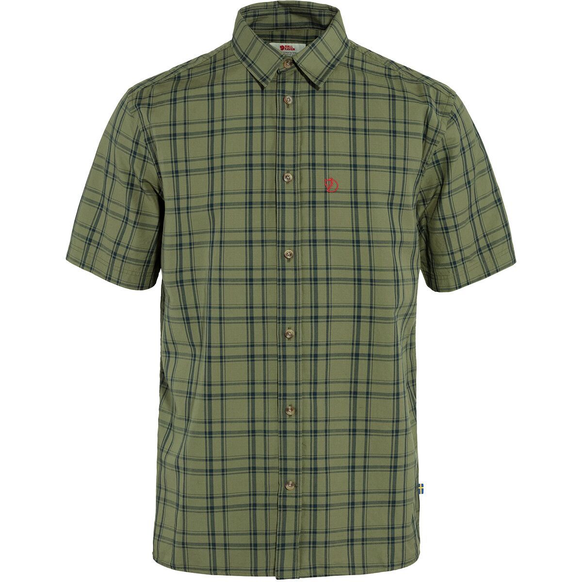 Image of Fjallraven Ovik Lite Short-Sleeve Shirt - Men's Green/Dark Navy, XL