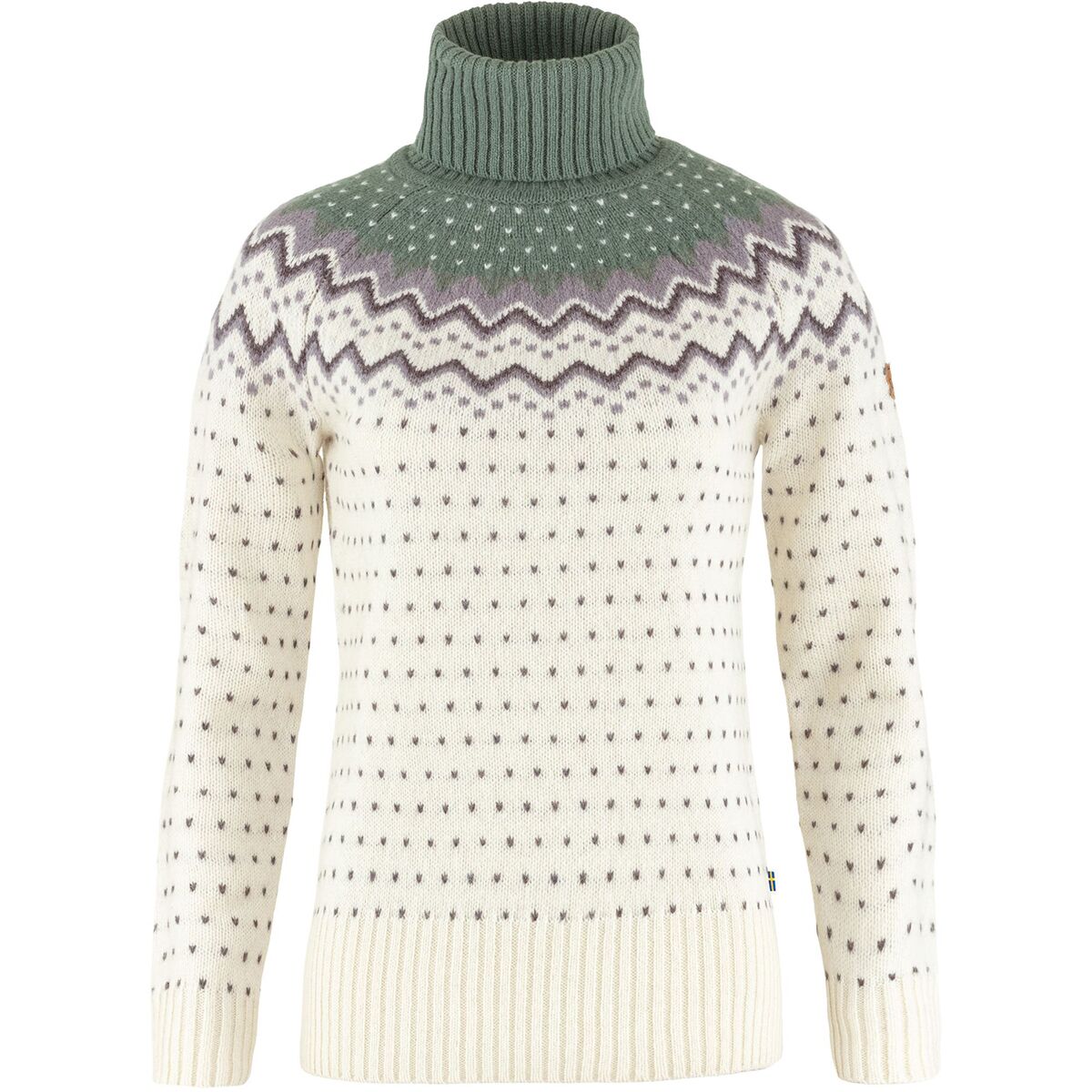Image of Fjallraven Ovik Knit Roller Neck Sweater - Women's Chalk White/Patina Green, L
