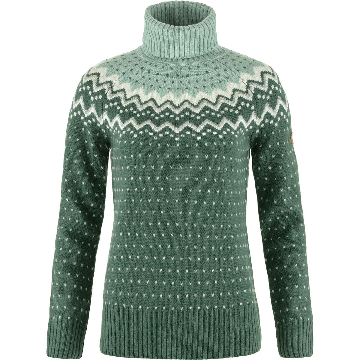 Image of Fjallraven Ovik Knit Roller Neck Sweater - Women's Deep Patina/Misty Green, XS