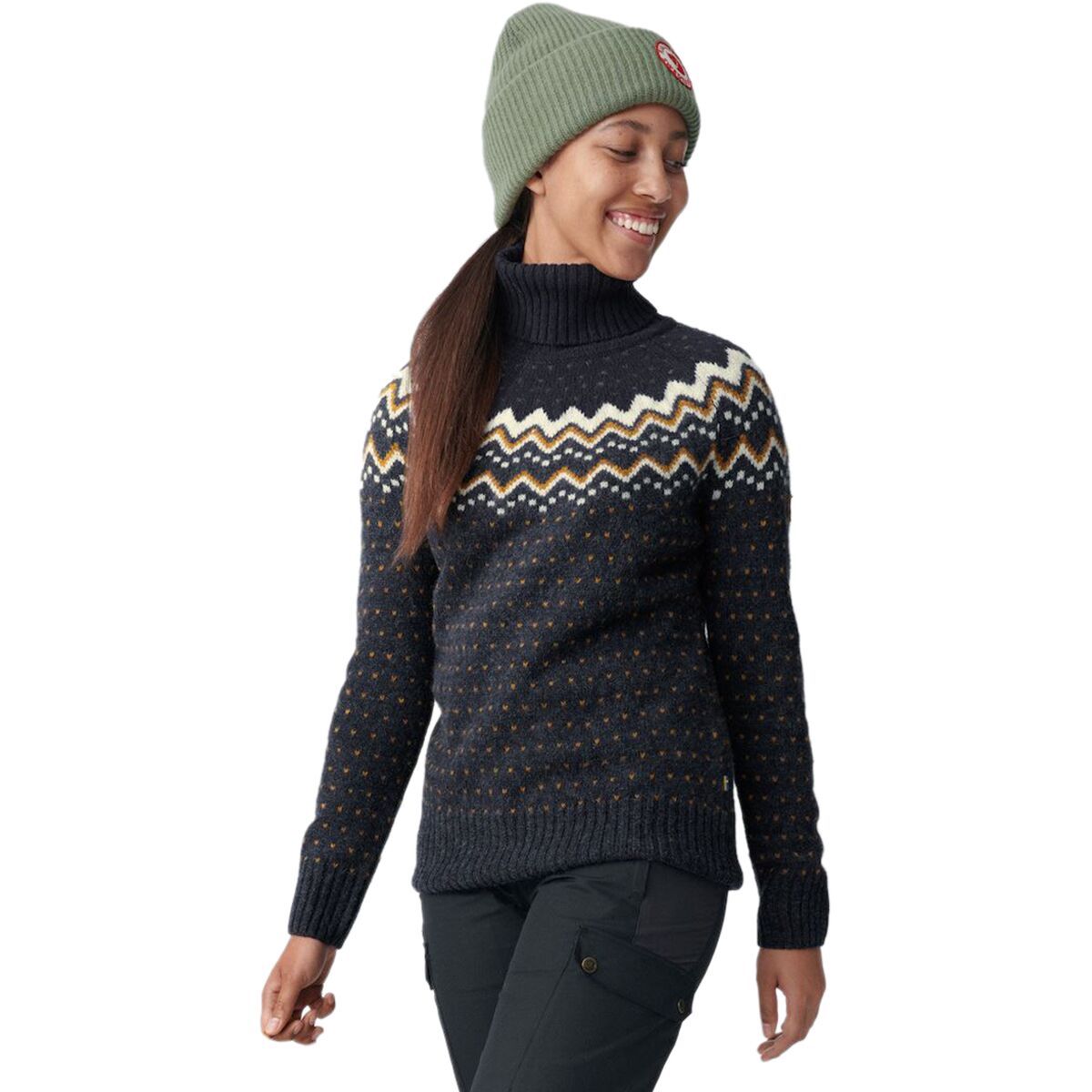 Image of Fjallraven Ovik Knit Roller Neck Sweater - Women's Navy/Dark Navy, M