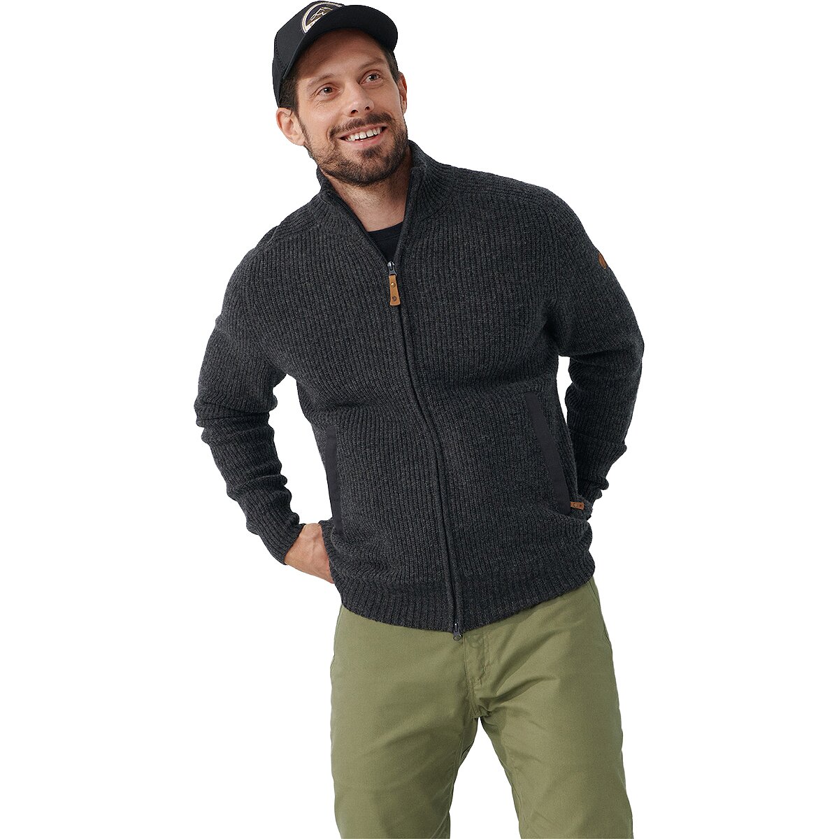 Image of Fjallraven Ovik Knit Zip Cardigan - Men's Dark Grey, M