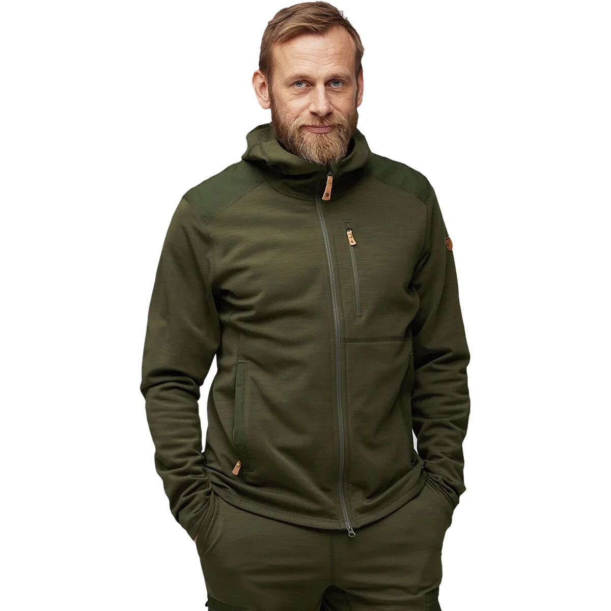 Image of Fjallraven Keb Fleece Hooded Jacket - Men's Deep Forest, M
