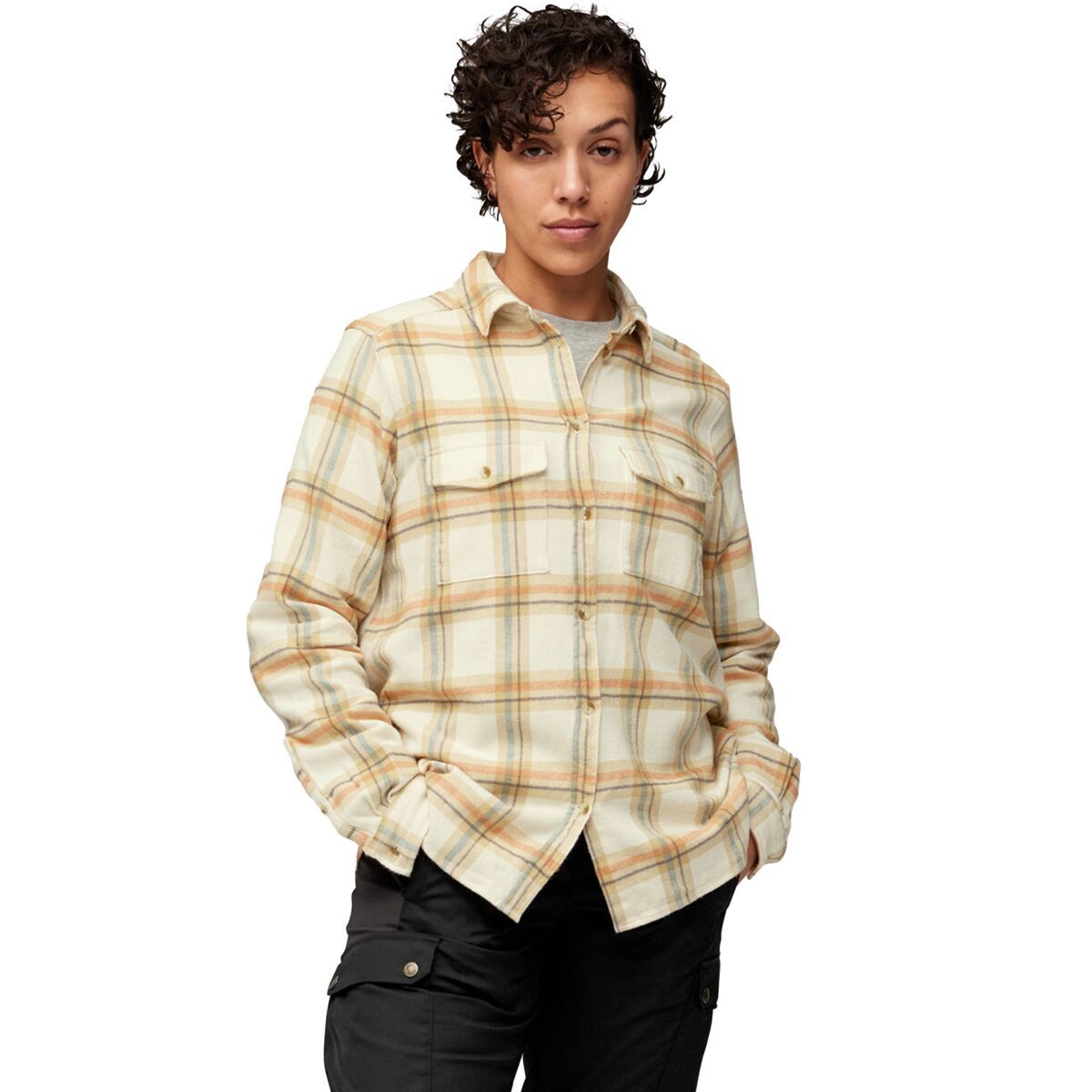 Image of Fjallraven Ovik Heavy Flannel Shirt - Women's Chalk White/Dune Beige, M